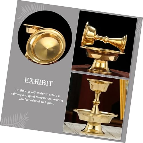 Miniatura 9 de ARTIBETTER Taza Gran Decoración China Soporte de aceite Accesorio de vino Tazón Budista Adoración Decorativa Pagana Quemador de Té Lámpara de Templo