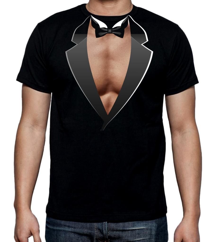 Tribal T-Shirts Black Tuxedo Muscles Men's Fancy Dress T-Shirt , ) Xxl