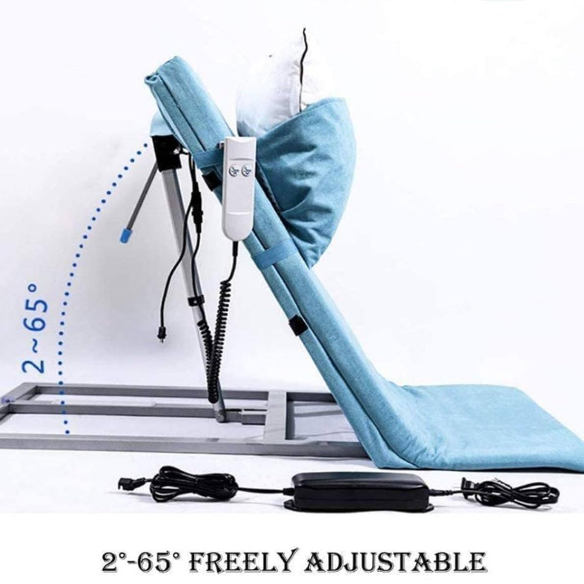 YEHOZZ Electric Lifting Bed Backrest - Electric Incline Bed Rest, Neck & Lumbar Support, Snoring Relief Pillow Lifter, 2-65° Angle Adjustment, Breathable and Comfortable for Disabled, & Injured,Blue