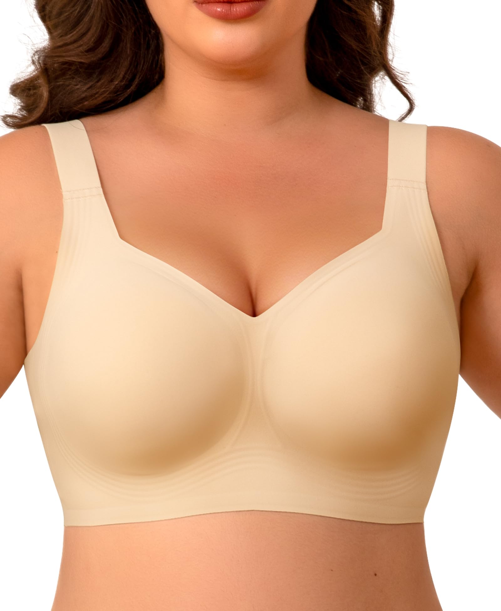 Ganado Sujetadores sin Aros Mujer Sujetador con Tirantes Anchos Push up con Relleno Básicos Bralette sin Costuras — view 8