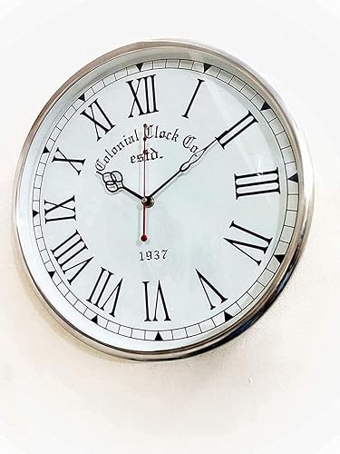 Miniatura 3 de Reloj de pared redondo retro de 16 pulgadas con números romanos grandes, movimiento silencioso sin tictac a pilas, reloj de pared clásico, fácil de