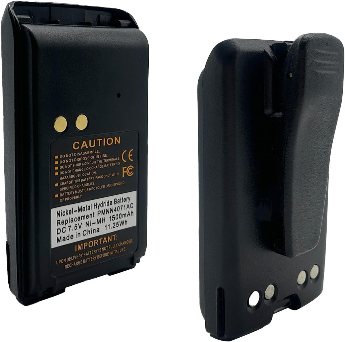 2 Pack PMNN4071 PMNN4071A PMNN4071AR 1500mAh Ni-MH Battery Replacement for Mag One BPR40 A8 Walkie Talkie with Belt Clip