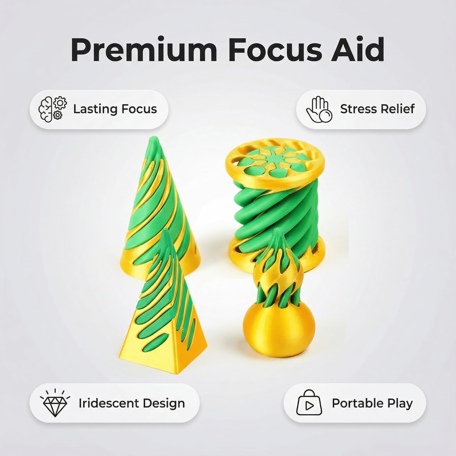 3D Printed Fidget Toys for Adults, 4 Packs Sensory & Stress Relief Desk Toys with Mesmerizing Colors, Smooth Gliding Motion for Anxiety Relief and Focus, Valentines Easter Gift for Him Her He She