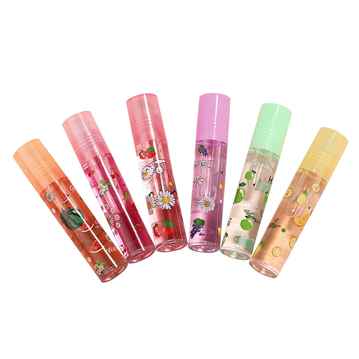 Roll On Lip Gloss, Lip Gloss Set, Fruity Lip Gloss, Crystal Jelly Moisturizing Lip Oil, Colorless Balm Lipstick, Long Lasting Moisture for Lips, Shine Sexy Lip Tint, Tropical Punch (Color Random)