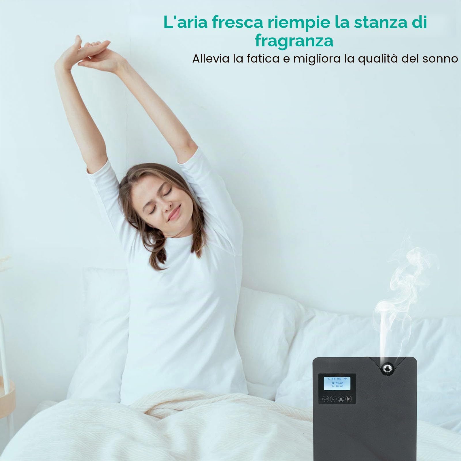 Macchina per aria profumata intelligente per la casa, diffusore di oli essenziali senza acqua professionale 300 ml con tecnologia di nebulizzazione, controllo Bluetooth e Wi-Fi (Nero)