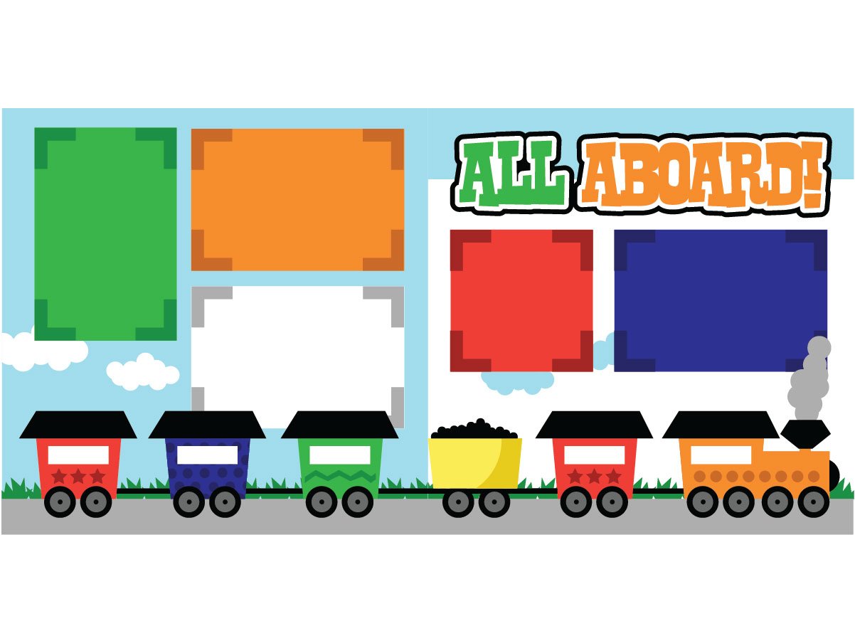 "All Aboard" Train Scrapbook Page Kit