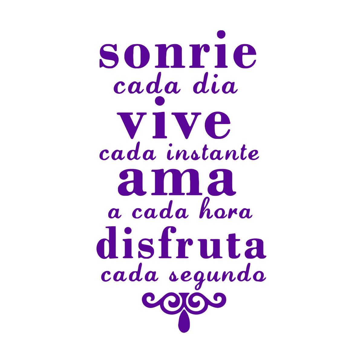 Spanish Inspirational Quotes Wall Sticker Smile Everyday Live Every Moment Vinyl Art Mural Wall Decals Home Decoration Large - 58x105cm