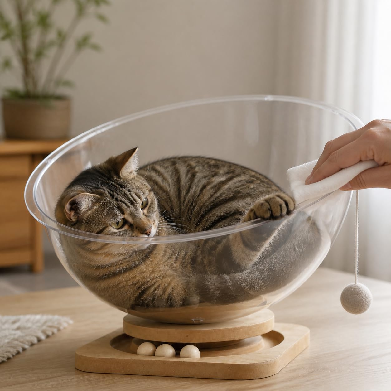 Cuccia per Gatti in Plastica, Trasparente, 37cm