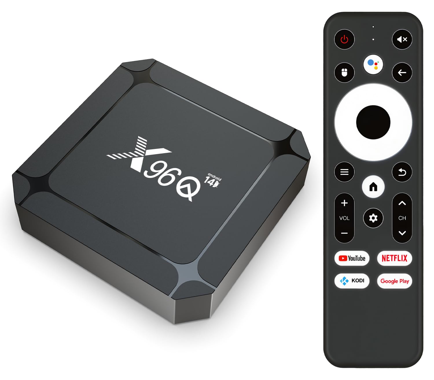 LEFFOT Android 14 TV Box 2025, X96QLite 4K Ultra HD TV Streaming Device, 2GB RAM + 16GB ROM, Smart TV Box con HDR10, Control de Voz, 2.4G y 5G WiFi 6, Ethernet 100M, BT 5.0, RK3518 Quad-Core A53