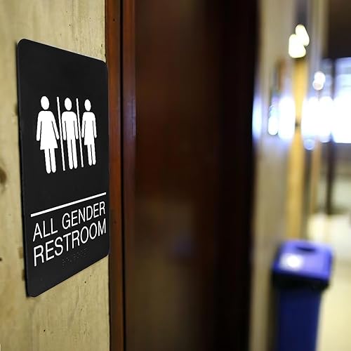 Miniatura 8 de Para hombre Restroom SignAda aprobado baño discapacitados braille cartel con 33yard de cinta adhesiva de doble cara en la parte trasera