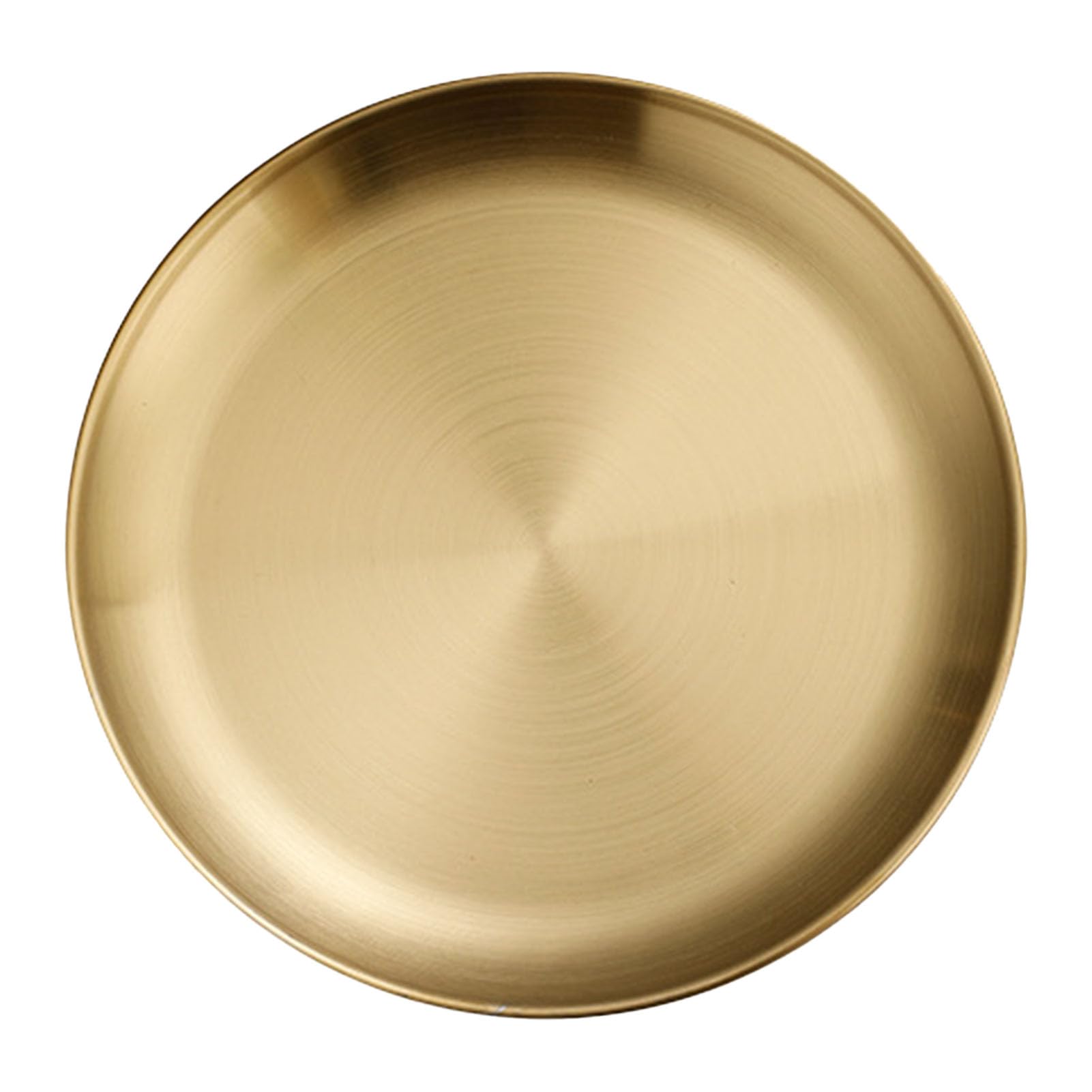 Buachois Piatto in acciaio inox dorato, piatti piani rotondi in metallo dorato, riutilizzabili, da campeggio, antiruggine, vassoio da portata per casa, cucina, feste (S)