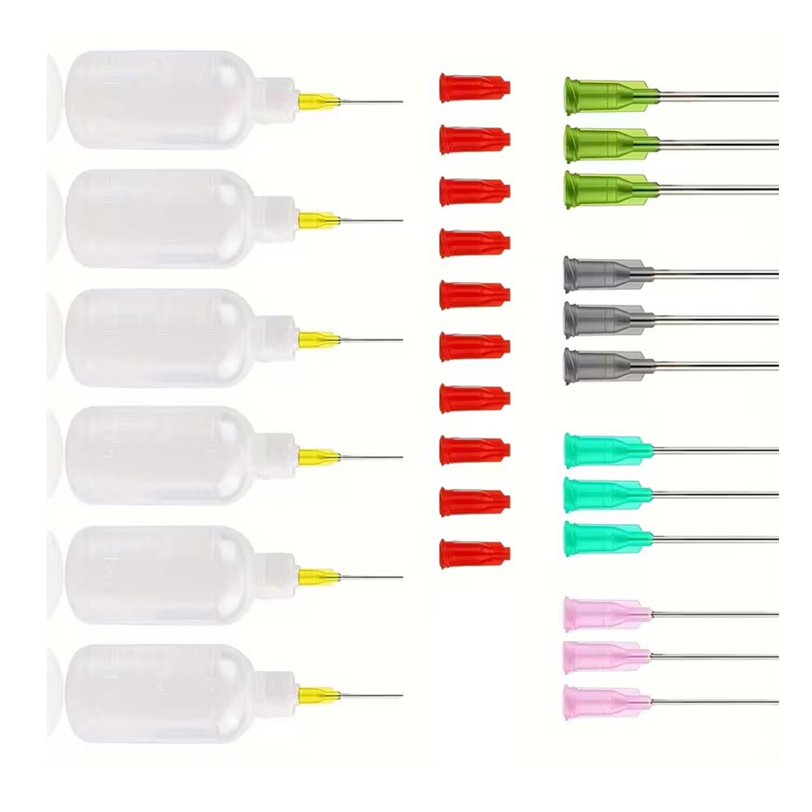 pumpumlia 34Pcs Liquid Applicator Bottles Graduated Dispenser Bottle for Liquid Measurement Craft Model Making ABS+metal Epoxy Bottle Set