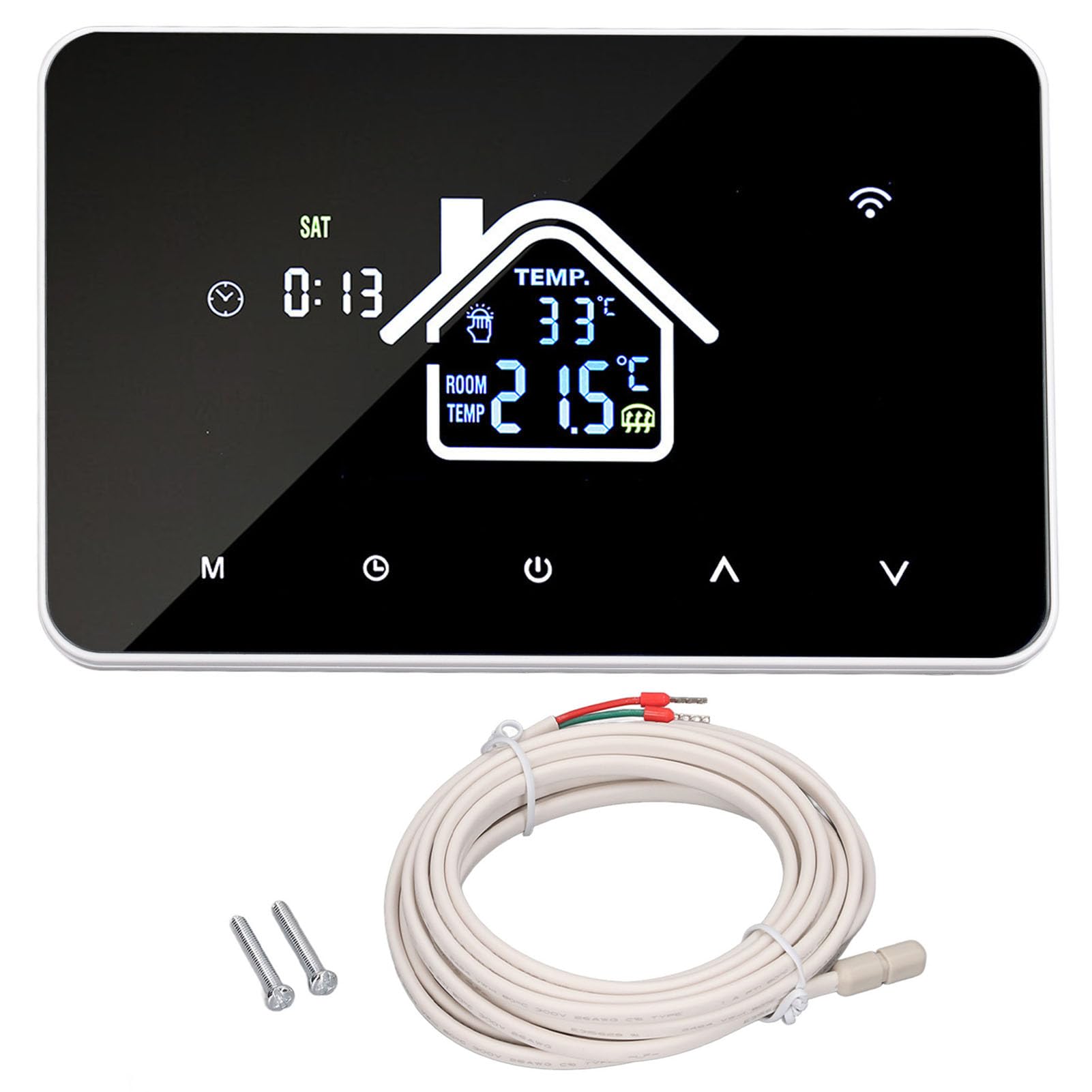 Yunseity Intelligenter Thermostat, 16 a, 4,3-Zoll-Touchscreen, Programmierbarer Digitaler Thermostat, Temperaturregler MIT App-Steuerung FUR FUßBODENHEZUNG (WiFi)