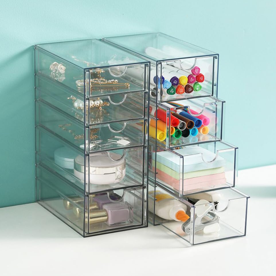 Caja de almacenamiento multifuncional de plástico de 5 capas para escritorio, práctica para suministros de oficina, papelería y uso doméstico, solución de mesa que ahorra espacio