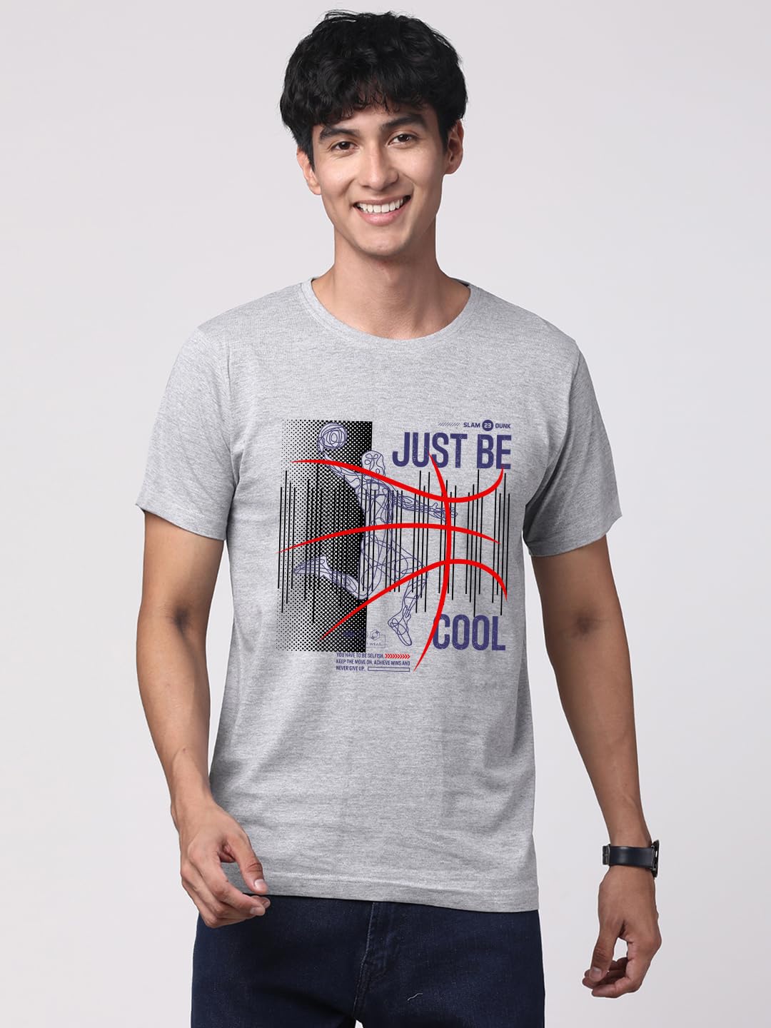 ADRO 100% bawełna lycra t-shirty dla mężczyzn, 3-pak, normalne dopasowanie, koszulka z nadrukiem, okrągły dekolt, pół rękawów, koszulki męskie