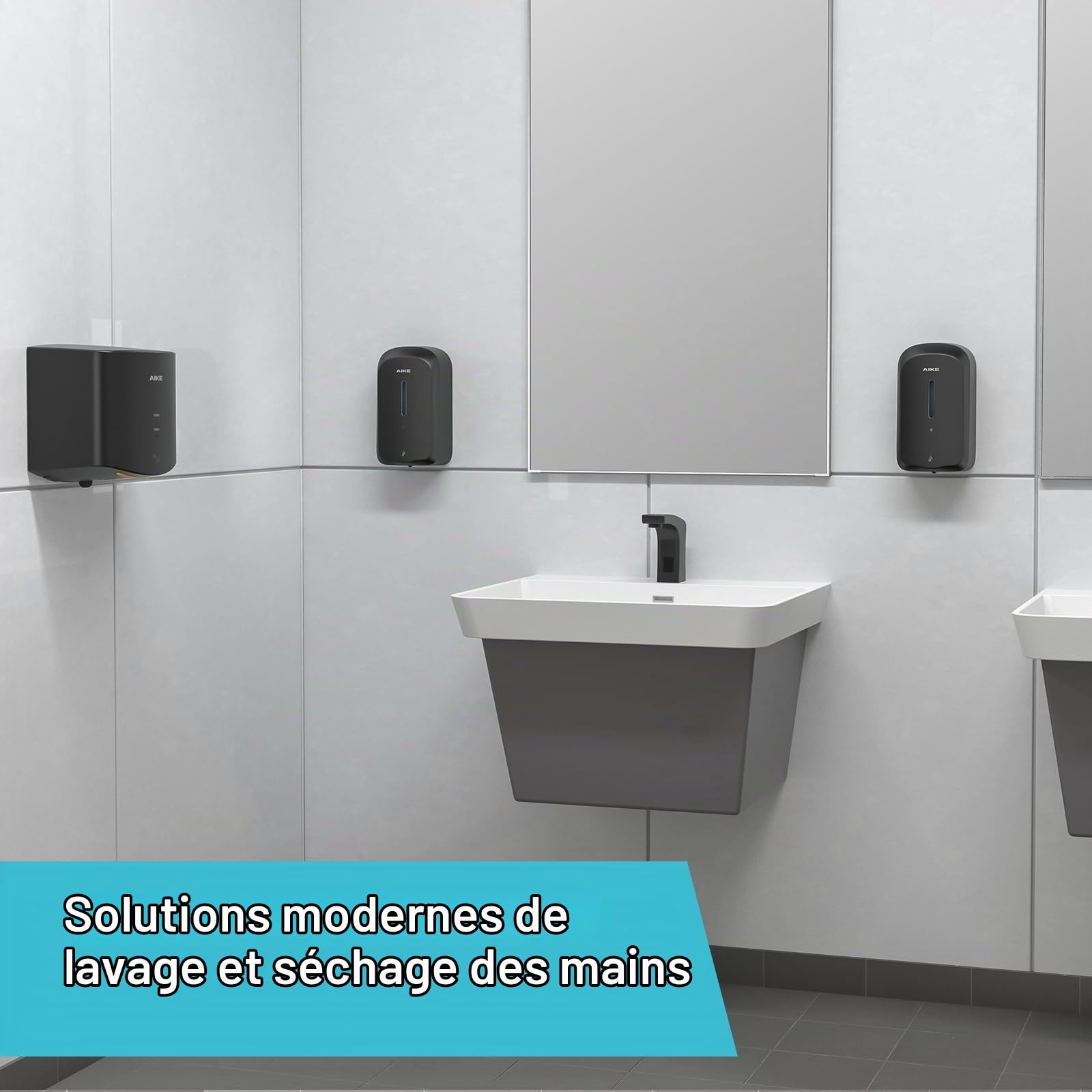 AIKE 1000 ML Distributeur De Savon Automatique Mural, Public Et Commercial | Conception Anti-effraction,Réglage En 5 Niveaux, Autonomie De 3 Mois, Adapté Aux Centres Commerciaux, Hôpitaux Et Usines