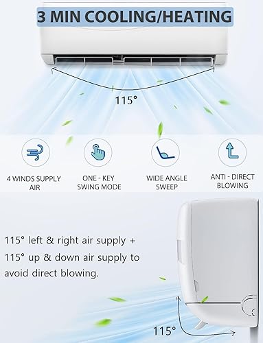 Miniatura 6 de SIMOE Mini Split AC, 9000BTU 208-230V Aire acondicionado y sistema de calefacción con inversor de eficiencia energética AC montado en la pared con