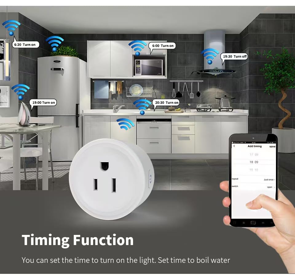 Miniatura 5 de Enchufe inteligente, salida WiFi compatible con Alexa y Google Assistant, Smart Outlet 16A2200W Max, automatización del hogar inteligente, control