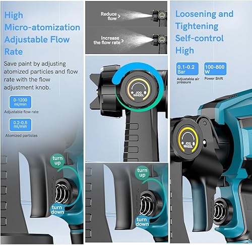 Miniatura 3 de BreeRainz HVLP Pistola de pintura 33.8 fl oz5 boquillas3 patrones 600W pulverizadores de pintura eléctricos para el hogar interior vivienda muebles