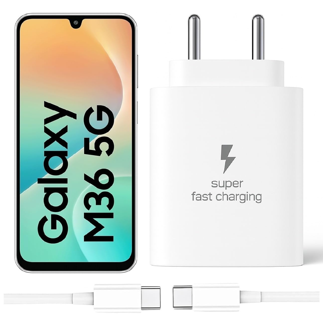 25W Type-C Charger with Cable Compatible with Samsung-Galaxy A54 5g | Super Fast Charger Adapter for S23/S24/S25/S21Fe/A14/M17/M06/M07/M05/F05/F15/F06/M36/A55/ F17/A16/M16/A56/A36/A35/A34/A26, White — Amazon image 16