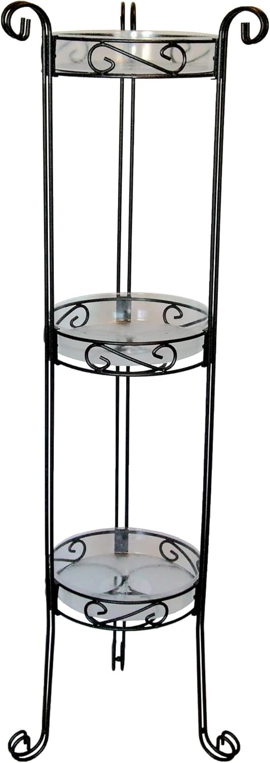 River North 3 Tier Combo Top Plant Stand Column, Black