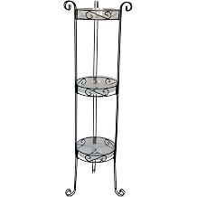 River North 3 Tier Combo Top Plant Stand Column, Black