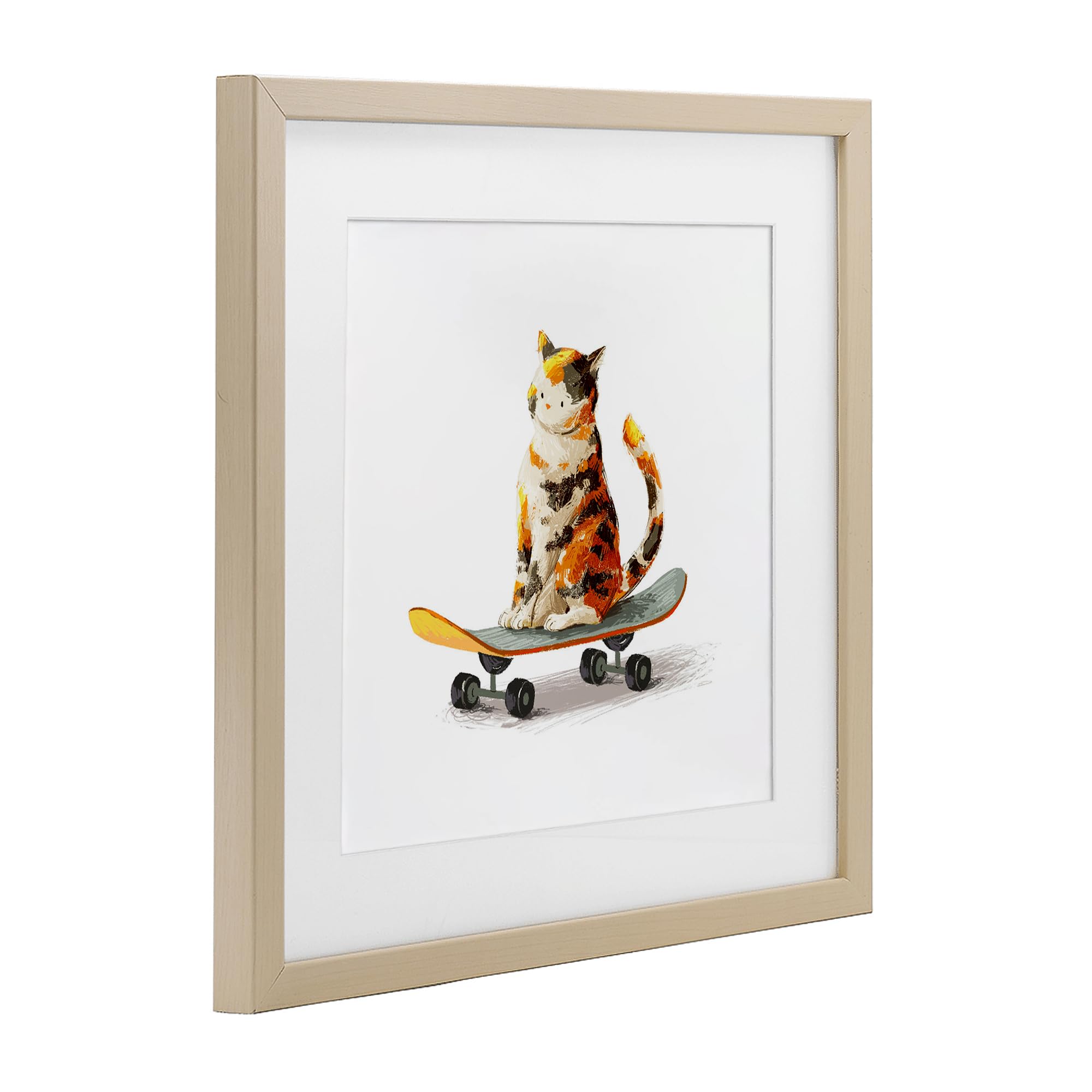 Calico - Monopatín con diseño de gato, 40,6 x 40,6 cm, enmarcado bajo