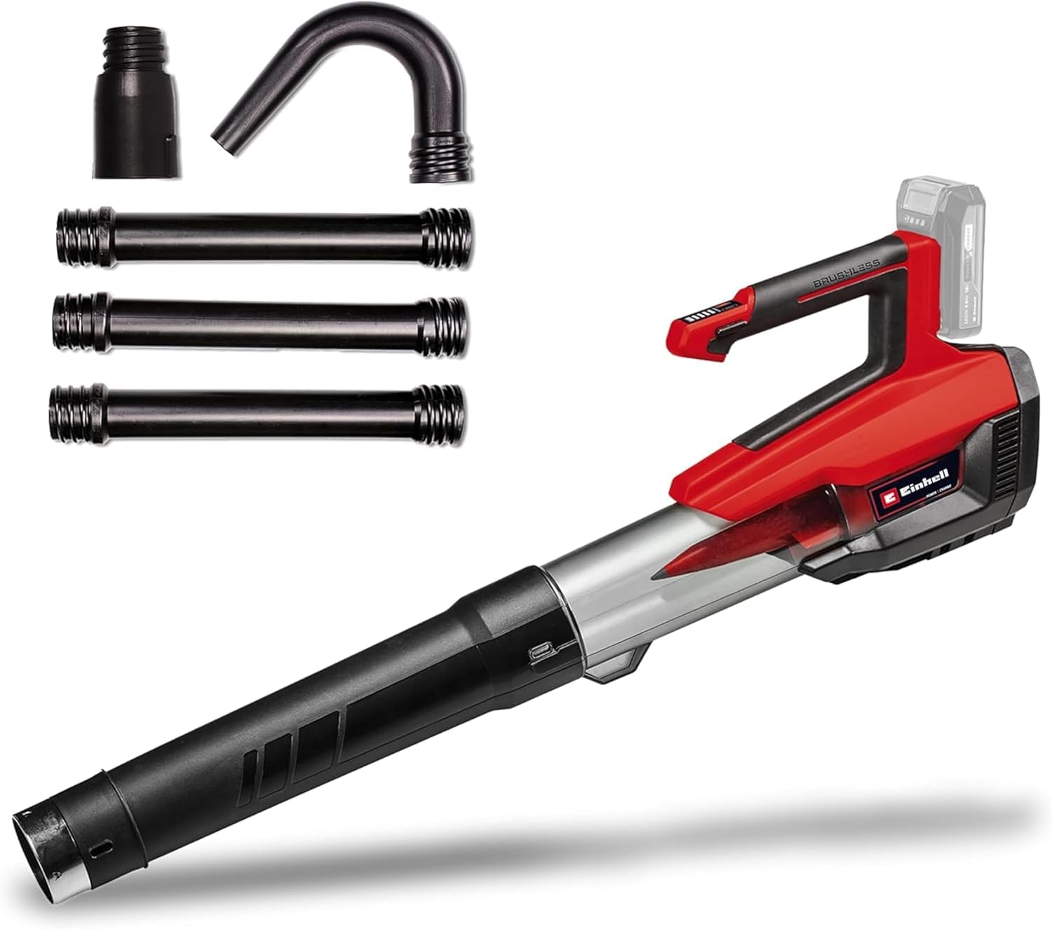 Einhell Akumulatorowa dmuchawa do liści GP-LB 18/200 Li GK-Solo Power X-Change (Li-Ion, 18 V, tech. wirnika osiowego, wyd. nadmuchu 670 m³/h, zestaw do czyszczenia rynien, bez akumulatora i ładowarki)