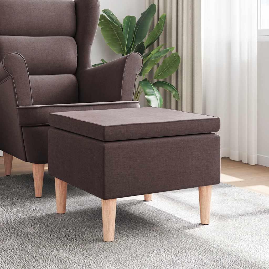 Tabouret avec pieds en bois marron pour optimiser l'espace du salon