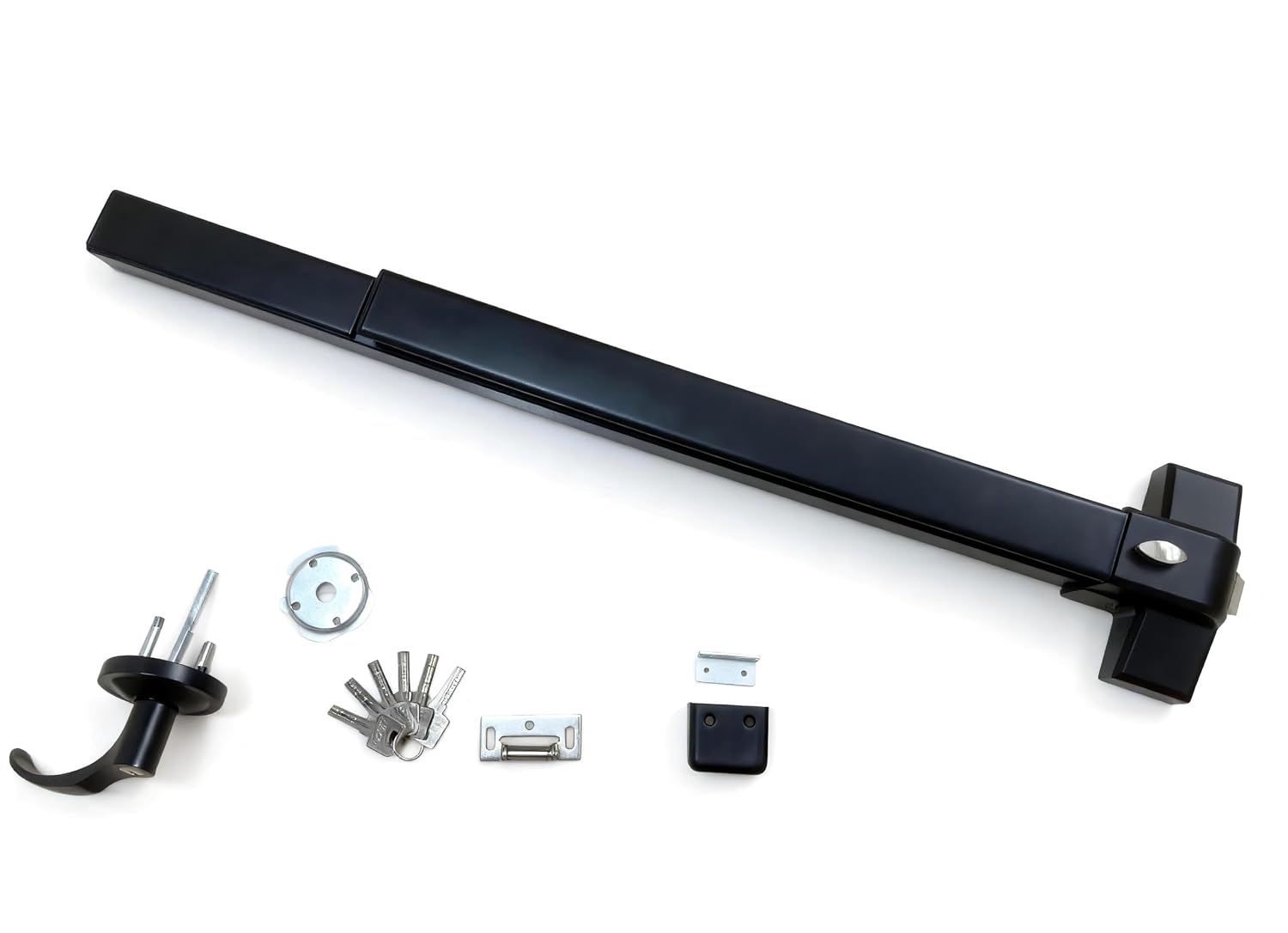 31.5" Panic Exit Device with Keyed Lever, 304 Stainless Steel Black Push Bar Lock | Commercial Push Bar Panic Exit Device,Reversible Push Bar Lock for 31"-47" Wood, Metal & Composite Doors