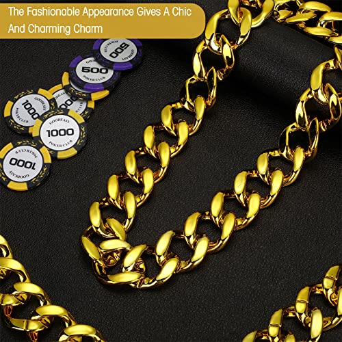 Tatuo 2 Pcs Halloween Chunky Big Gold Chain Necklace Giant Fake Plastic Gold Chain for 80s 90s Hip Hop Rapper Props Men Costume Accessory, 32 Inch4