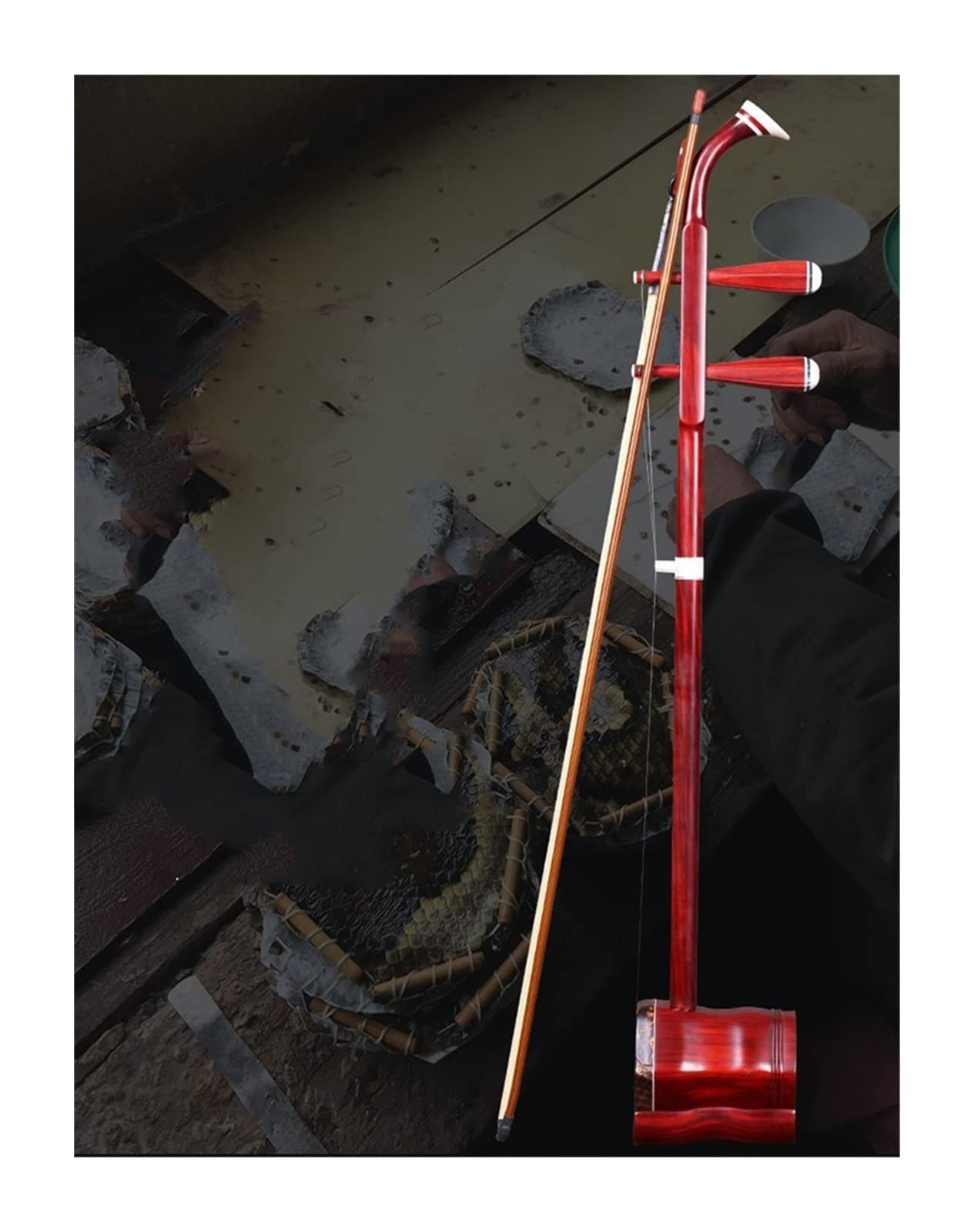 TSTS Rosewood Erhu Ture Golden Flower Python Skin Erhu Chinese Instrument Erhu Instrument (Color : Blank Pole Erhu) - Image 5