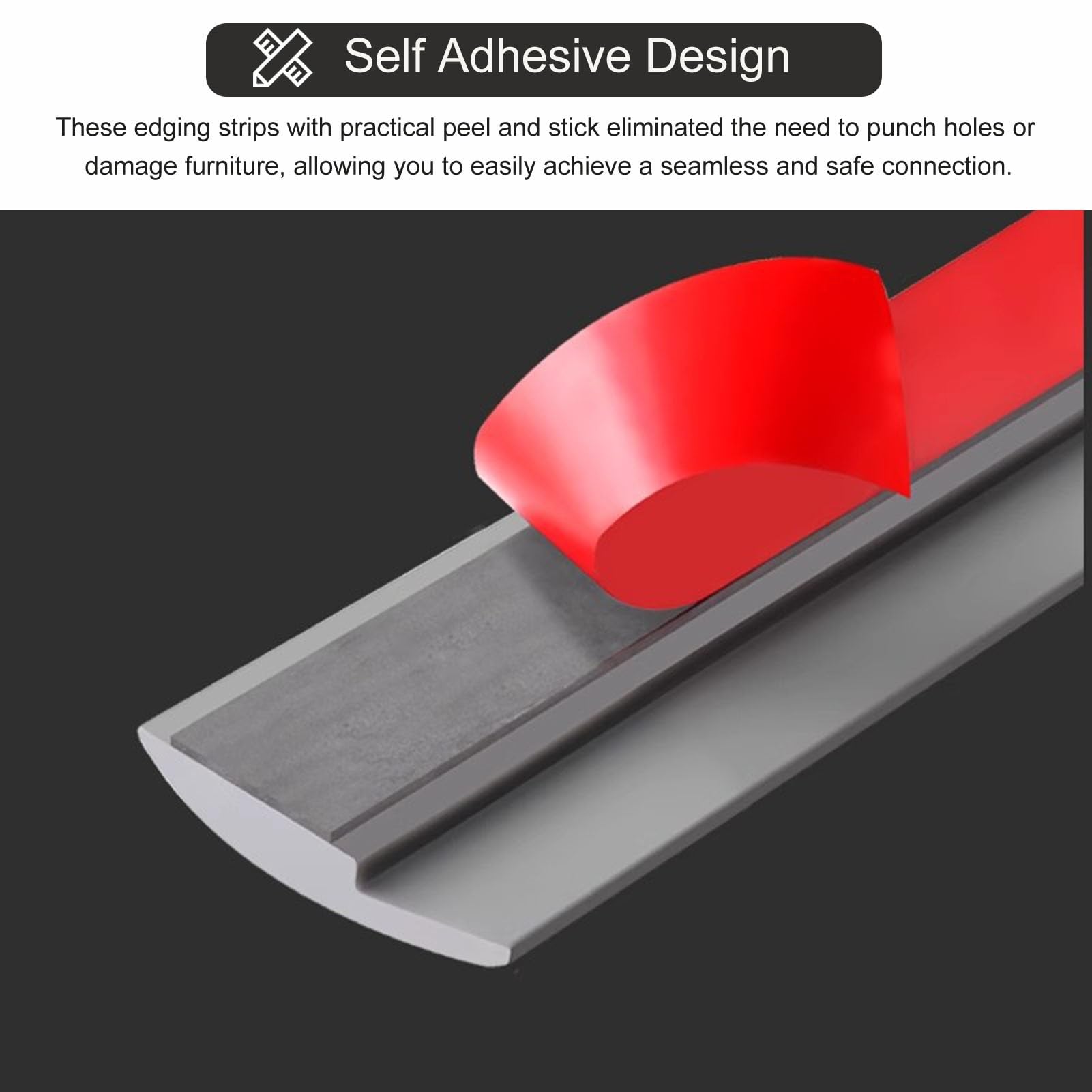 Self-Adhesive Flooring Threshold Transition Strip – PVC Wood Grain, 1m Length, 3.5cm Wide, For Uneven Floors
