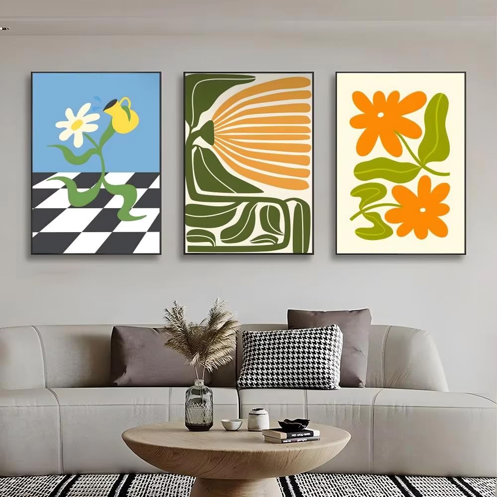 DFZEWKI Nordic Simple Wall Art Vintage Flowers Poster art wall waterproof home living room bedroom(70x100cm(28x39in) x3/No frame)