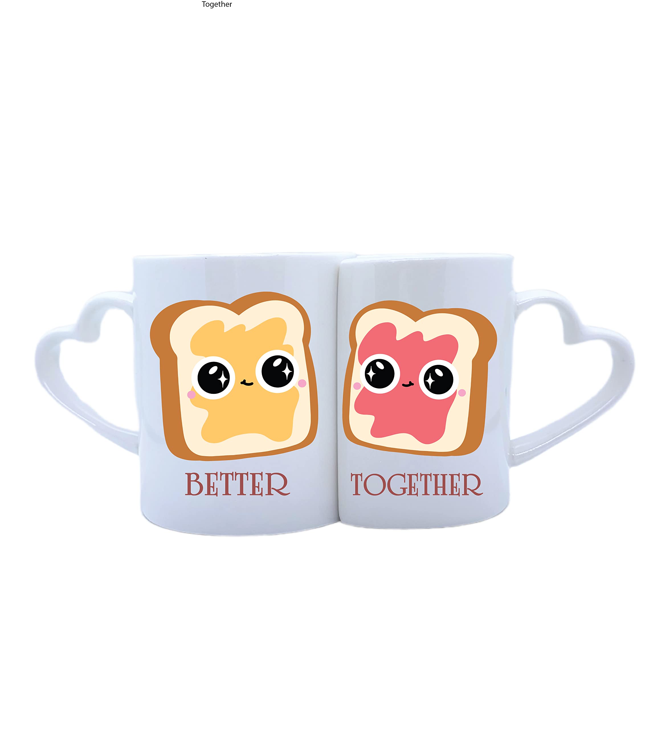 Better Together - Cute Peanut Butter & Jelly Sandwich Design Couple Mugs -Lover Gifts Music Lover Mug for Husband Boyfriend Girlfriend- Gift Ideas -Valentine Days -Special Gifts- Gifts under $30.00