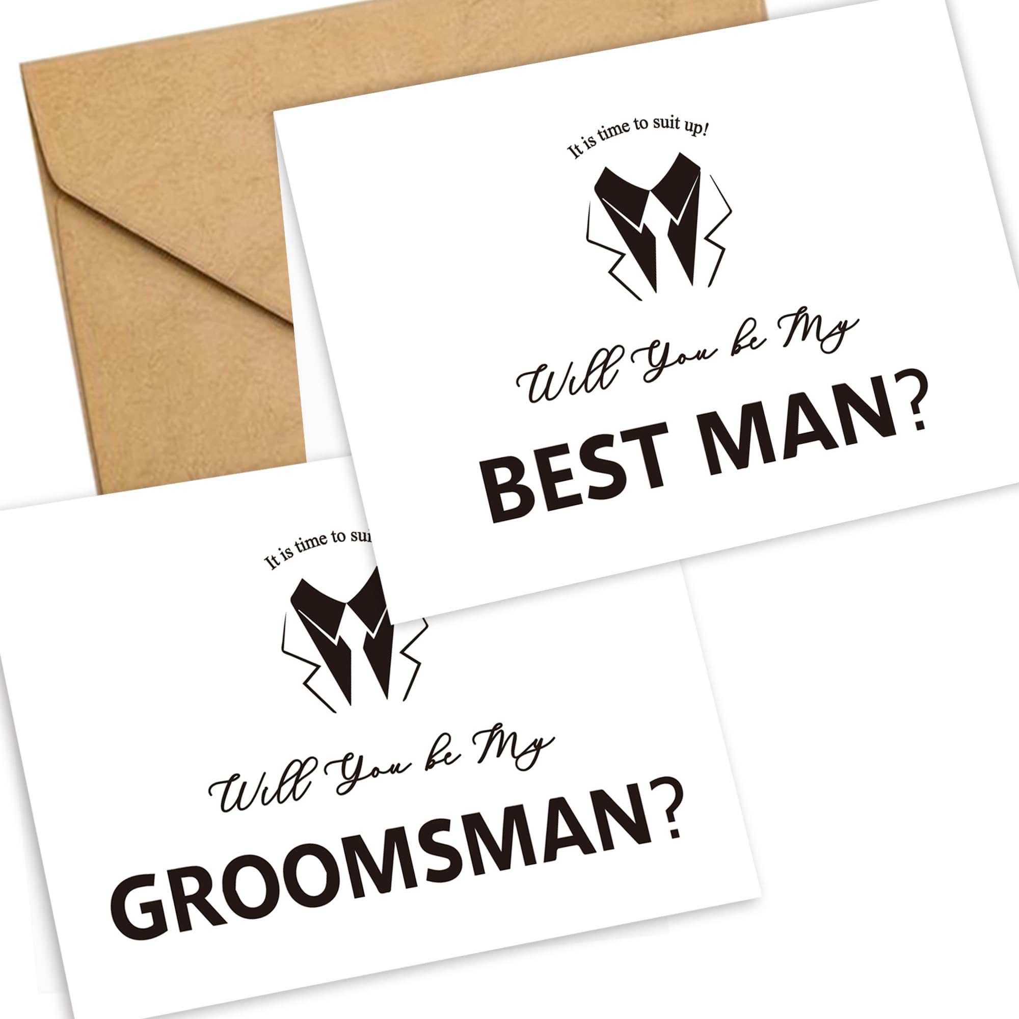 LADY&HOME Groomsman Proposal Cards| 6 Will You Be My Groomsman and 2 Best Man Cards with Envelopes| Set of 8 Groomsmen Cards for Wedding Supplies (