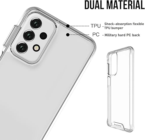 Miniatura 2 de Guarishel Funda transparente para Samsung Galaxy A23 Galaxy A23 5G no amarillea Protección militar contra caídas Funda protectora mejorada a prueba