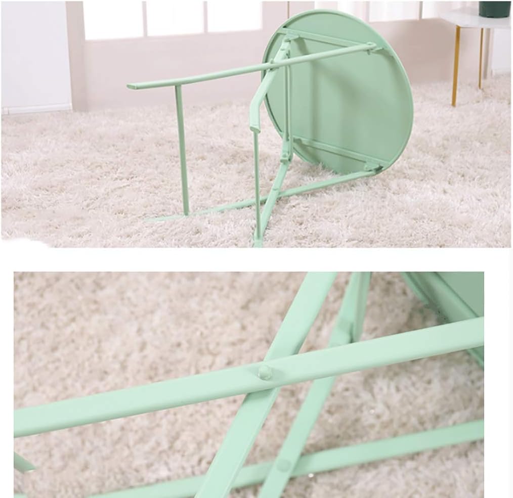 SH-tables Folding Table, Wrought-Iron Round Table, for Outdoor/Balcony/Garden Portable Afternoon Tea Table, Φ60cm/23.6inx71cm/28in A Small Dining Table，Coffee Table (Color : C)