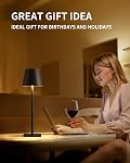 Ophouliy Set of 2 Cordless Table Lamps, LED Rechargeable Battery Operated Desk Lamps with 3 Color Stepless Dimmable, IP54 Waterproof Portable for Outdoor Patio Bar Restaurants Bedroom Bedside (Black)