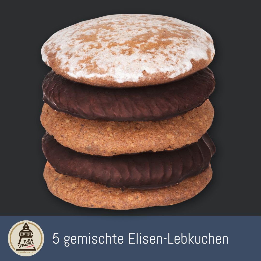 Lebkuchen - original Nürnberger Mandel Elisen- - 45% Nussanteil - handgefertigte Qualität - prämierte Meisterhändler-Manufaktur (Dose Stickmuster - Inhalt: Lebkuchen gemischt - 380 Gramm)