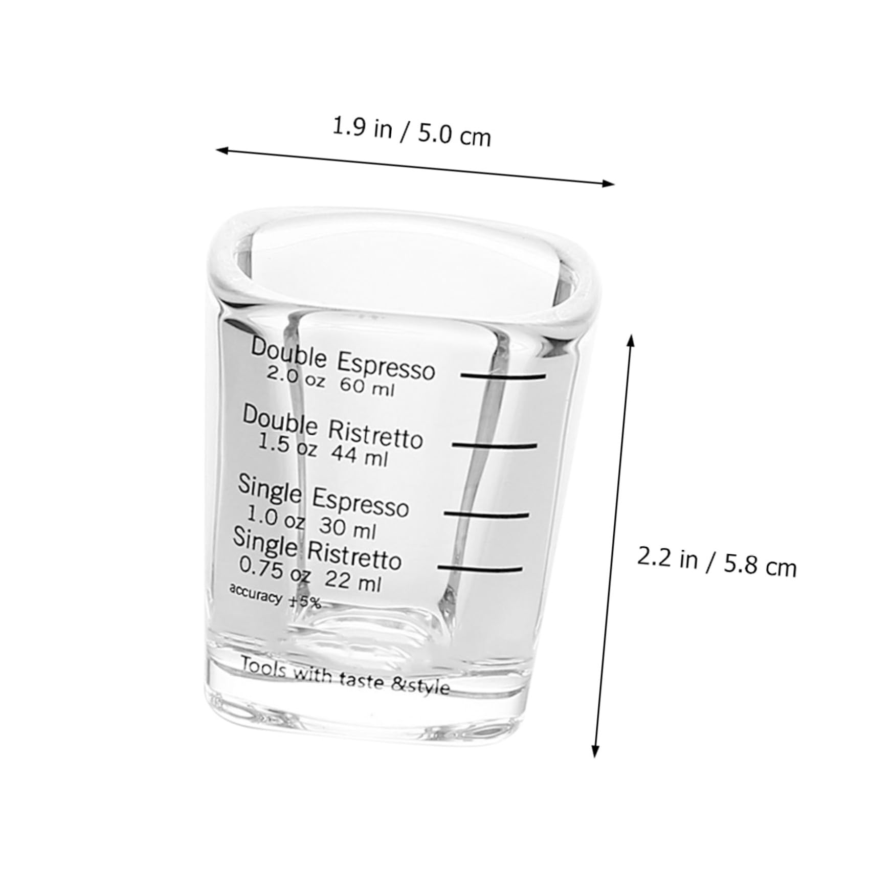 ERINGOGO 6 Stück Kaffeemessbecher 60 ml mit Skala Espressobecher aus Glattem Material Vielseitig für Milch und Saft Leicht zu Reinigen Temperaturbeständig