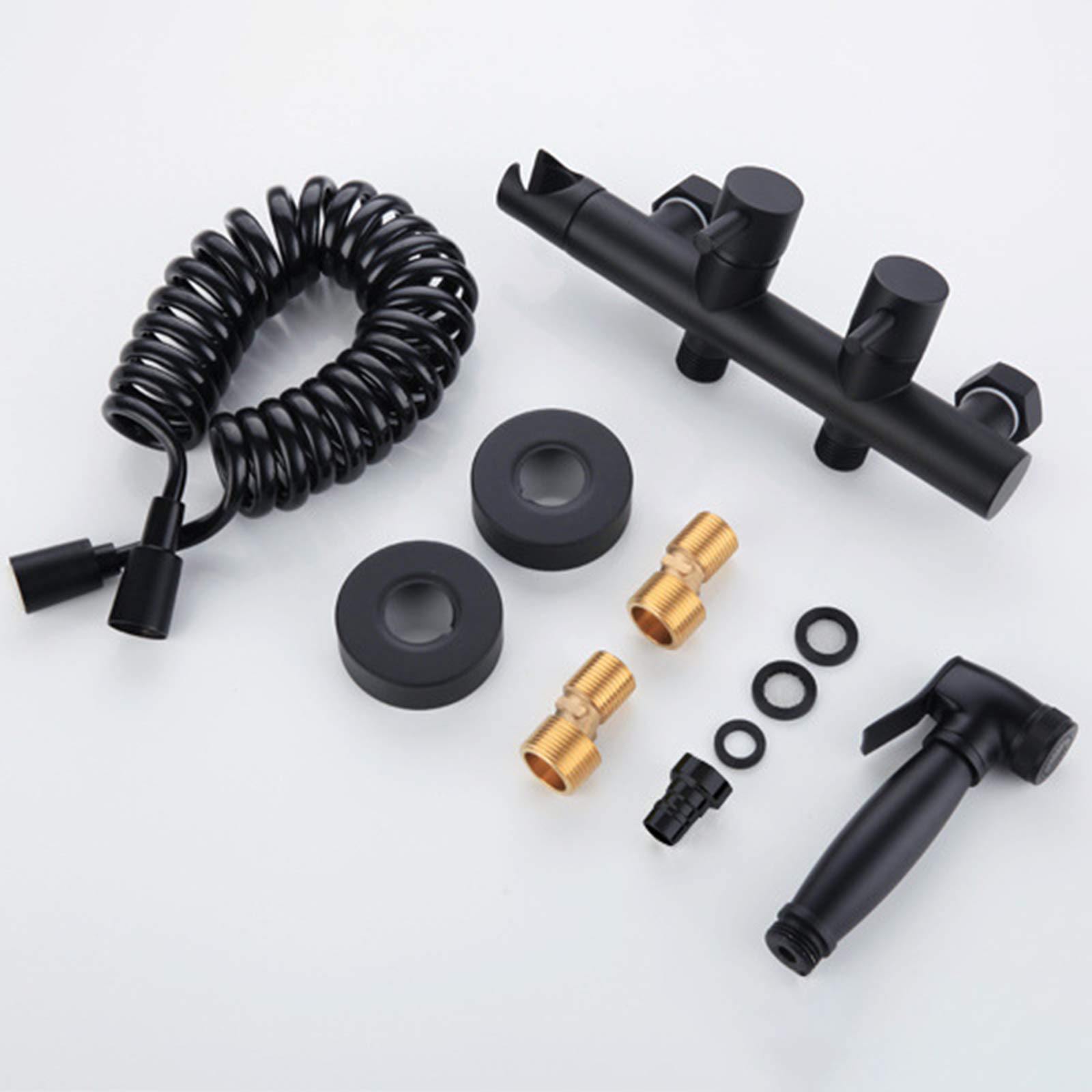 Juego de ducha de bidé portátil negro montado en la pared, kit completo de higiene para baño, temperatura ajustable del agua, fácil instalación, ideal para uso doméstico