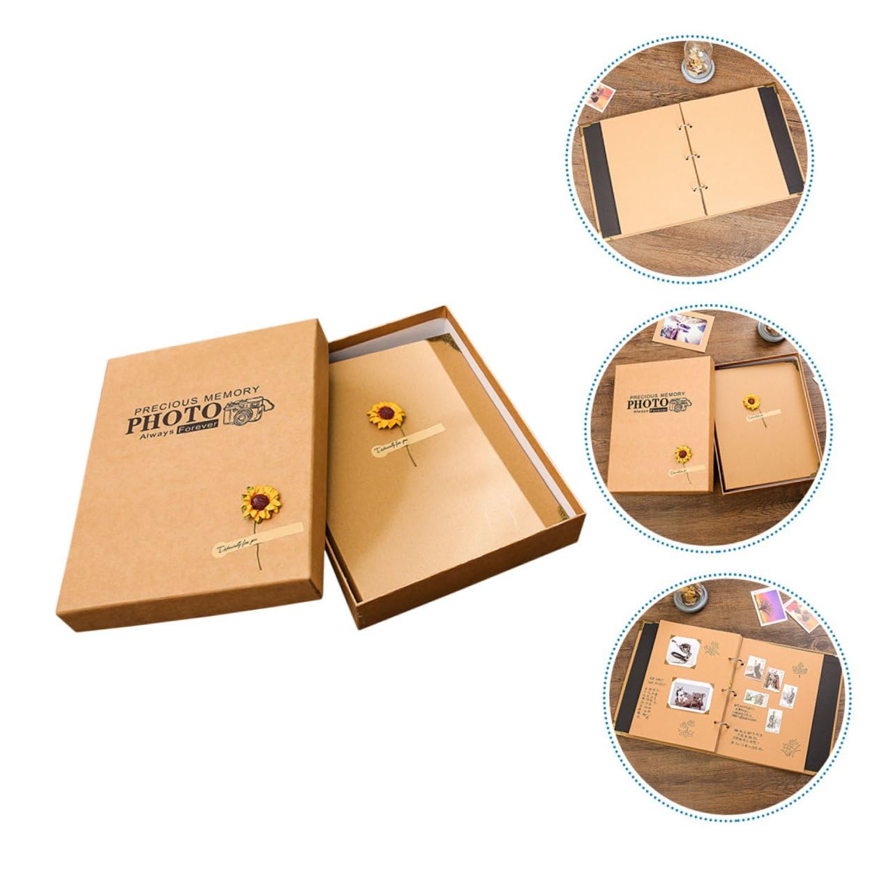 Sewroro Álbum de Fotos DIY de Papel Kraft Artesanal Álbum de Recortes en Blanco Páginas Amarillas para Colección de Fotografías y Recuerdos Adecuado para Bodas y Viajes