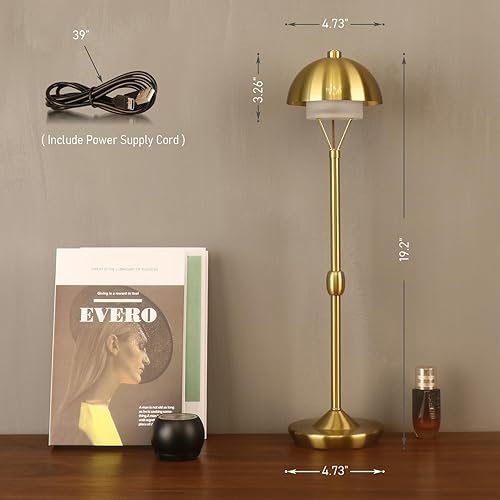 Miniatura 9 de Modern Table Lamp Cordless Portable Desk Lamp, 2700K Stepless Dimming Rechargeable Battery Operated LED Lights for Bedroom, USB-C Charging,