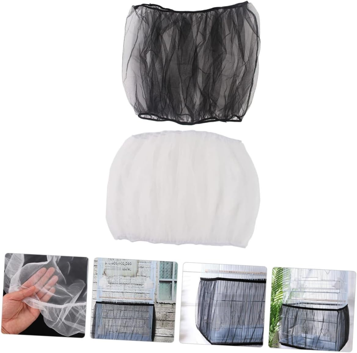 2pcs Birdcage Protector Cover Mesh Gauze for Bird Cage Fits Easy to Install and Clean for Parrots and Birds