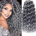 YXCHERISHAIR 8 Packs Curly Crochet Hair 14inch GoGo Curl Crochet hair for Women Deep Wave Braiding hair,Synthetic Bohemian Water Wave Crochet hair Braids (1B/Grey, 14inch)