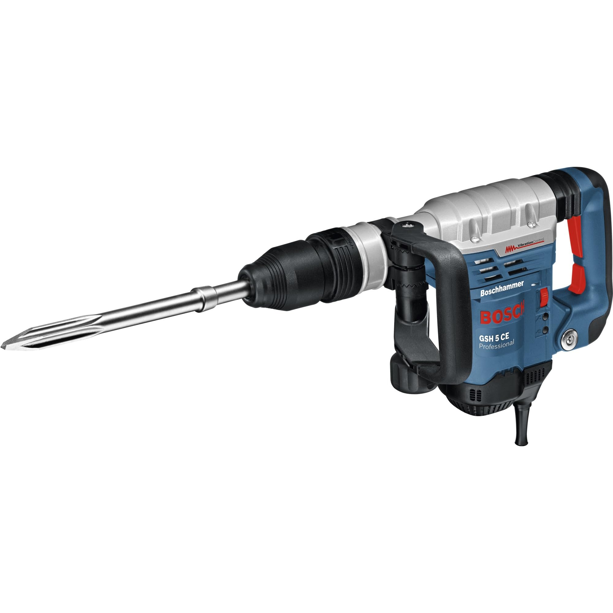 Bosch Professional 0611321000 Martello Demolitore GSH 5 CE con Attacco SDS Plus, Scalpello a Punta 400 mm, Potenza del Colpo: 2-​8.3 J, in Valigietta, 1150 W