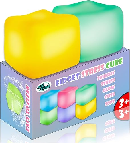 Miniatura 12 de 2 cubos antiestrés que brillan en la oscuridad, bolas antiestrés para adultos y niños, juguetes sensoriales súper sólidos, juguete sensorial, cubo