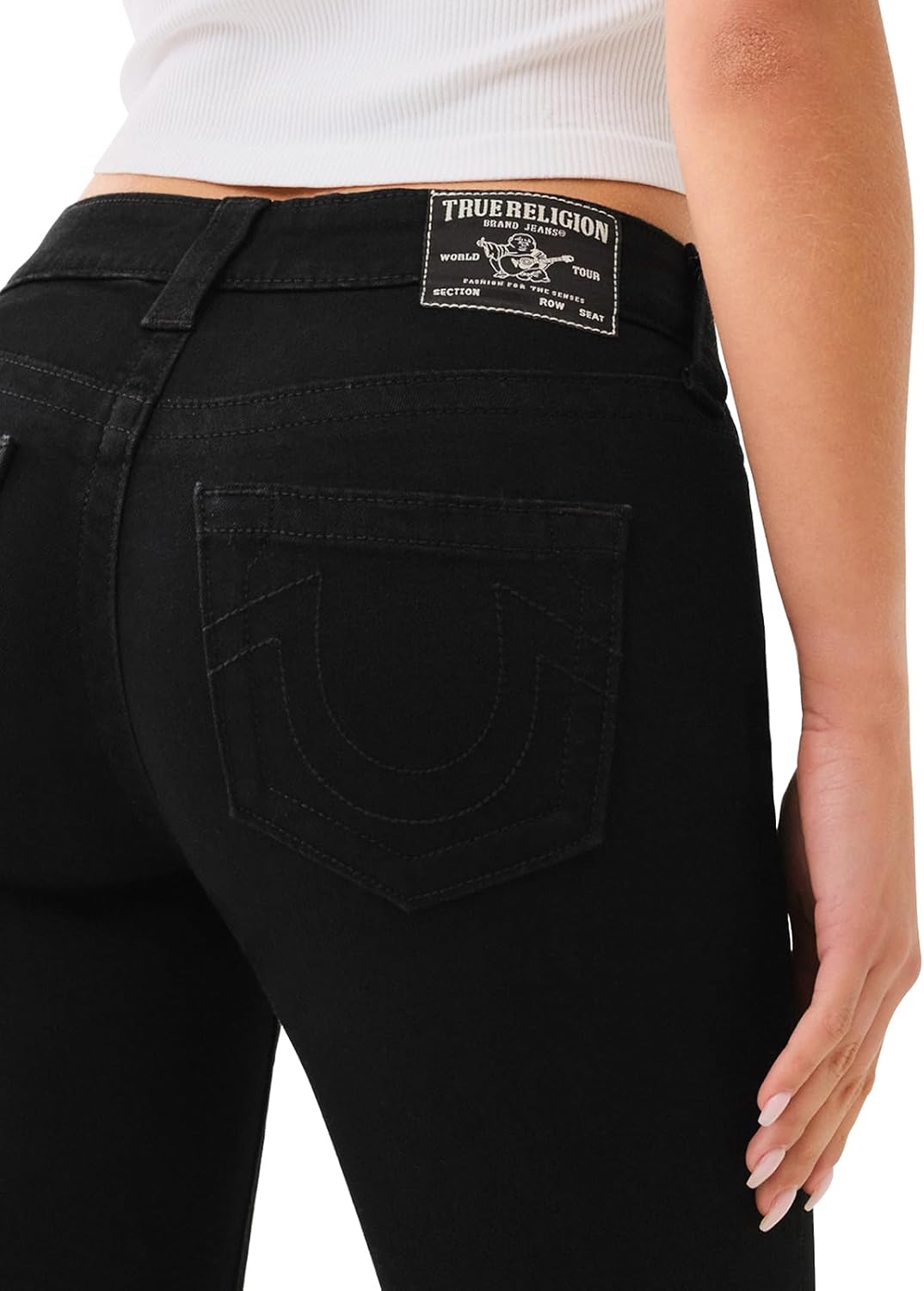 True Religion Women’s Jennie Mid Rise Curvy Skinny fit Comfort Jeans- Single Needle Stitching – Peak spot Color