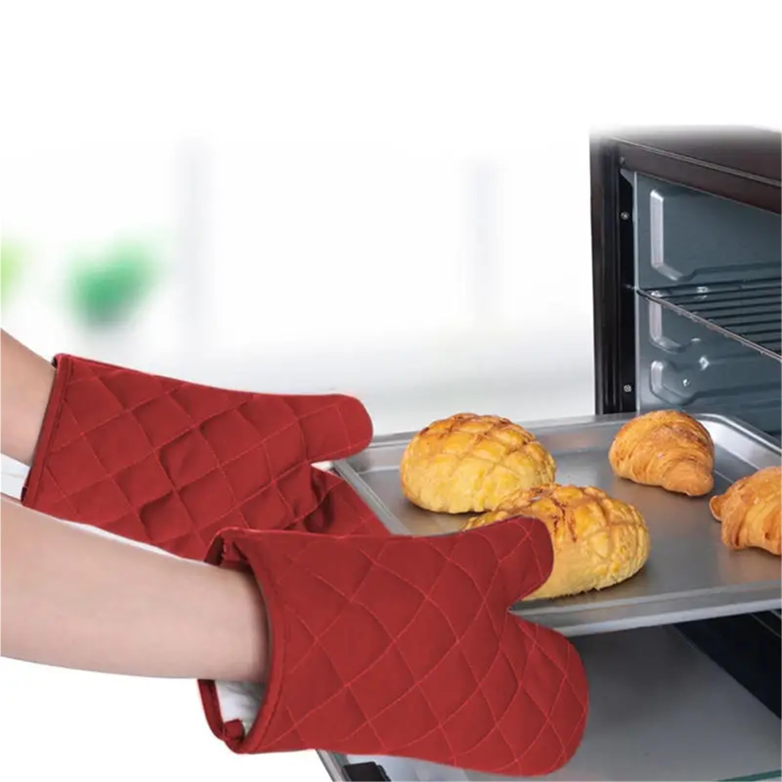 Gants de Four Longs en Tissu, 1/2 pièces, Gants Anti-brûlure résistants à la Chaleur élevée for la Cuisine, Four à Micro-Ondes(Grey-2Pcs)